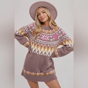 NWT Blue Ivy Fair Isle Sweater Mini Dress